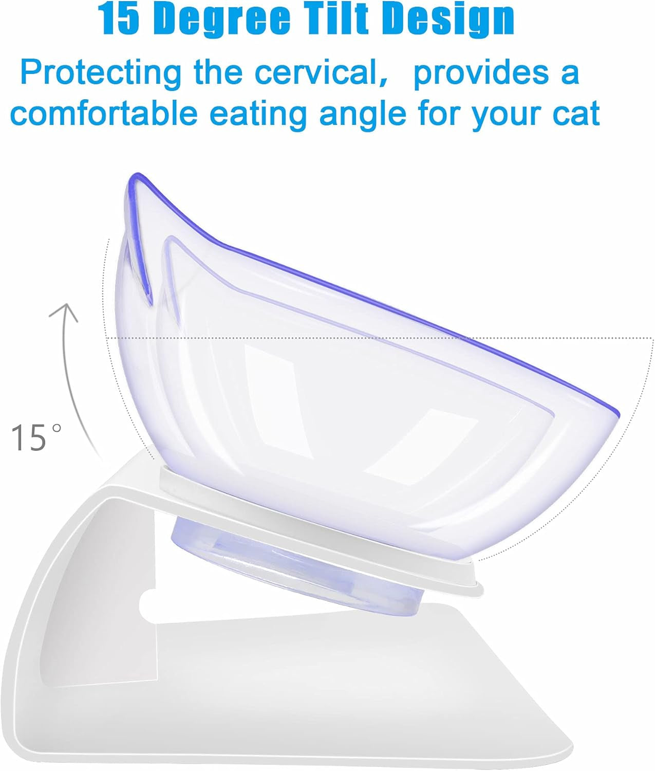 Cat Bowls Set: Tilted, Anti-Vomiting Pet Feeder with Stand for Cats and Small Dogs