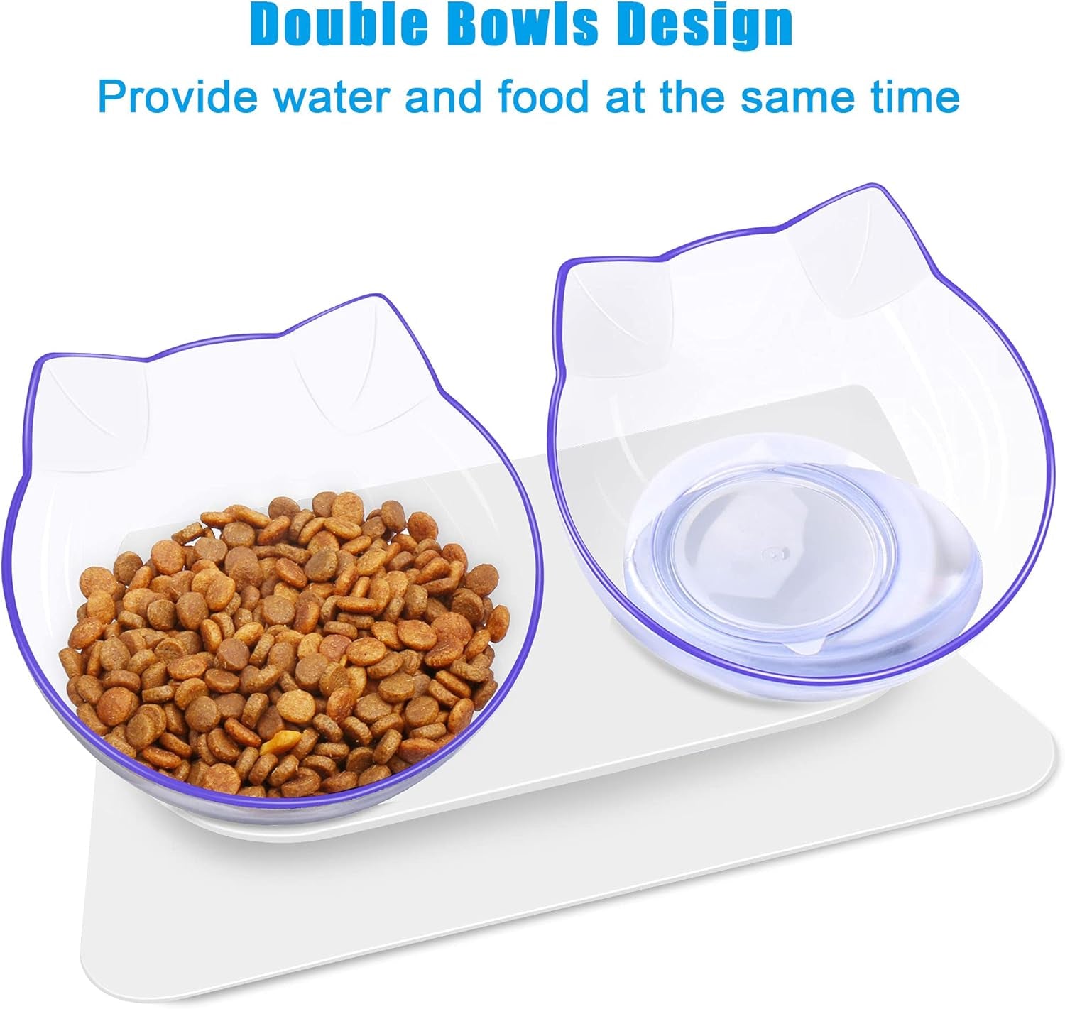 Cat Bowls Set: Tilted, Anti-Vomiting Pet Feeder with Stand for Cats and Small Dogs