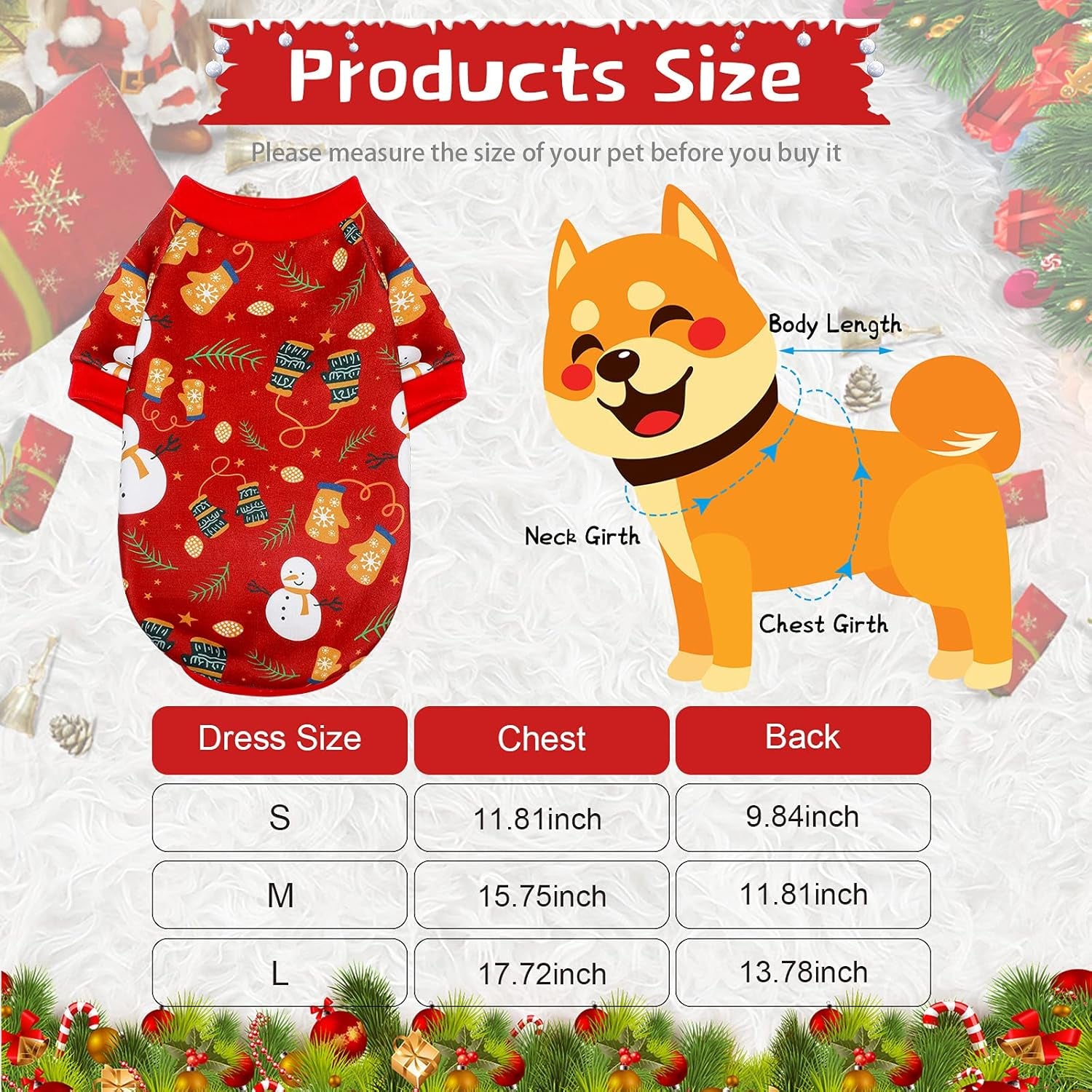6 Pieces Dog Christmas Shirt Clothes Pet Dog Xmas Vest Soft Shirts Holiday Small Dog Apparel Snowman Printed Puppy Elf Costume Puppy Outfits Pet Shirts for Medium Dogs Cosplay (Small)