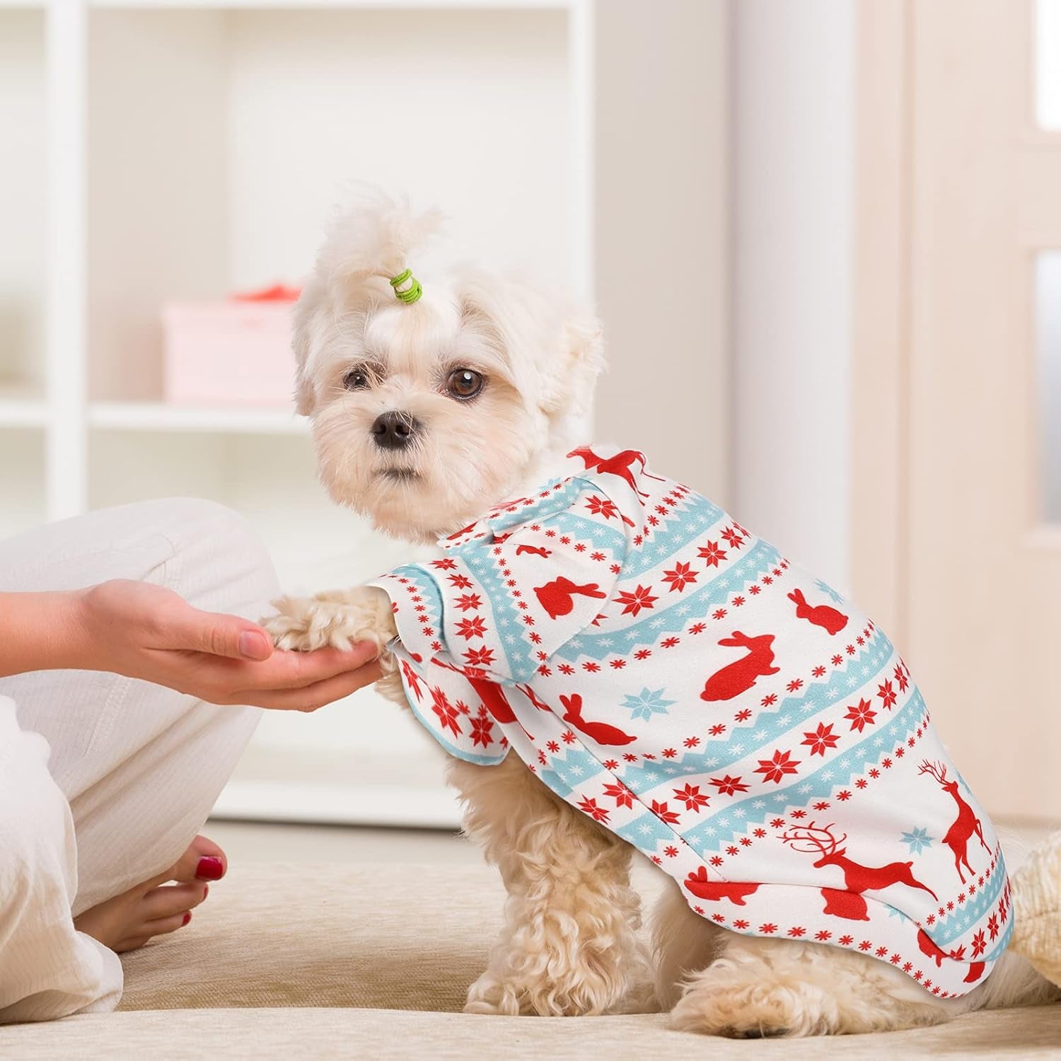 6 Pieces Dog Christmas Shirt Clothes Pet Dog Xmas Vest Soft Shirts Holiday Small Dog Apparel Snowman Printed Puppy Elf Costume Puppy Outfits Pet Shirts for Medium Dogs Cosplay (Small)