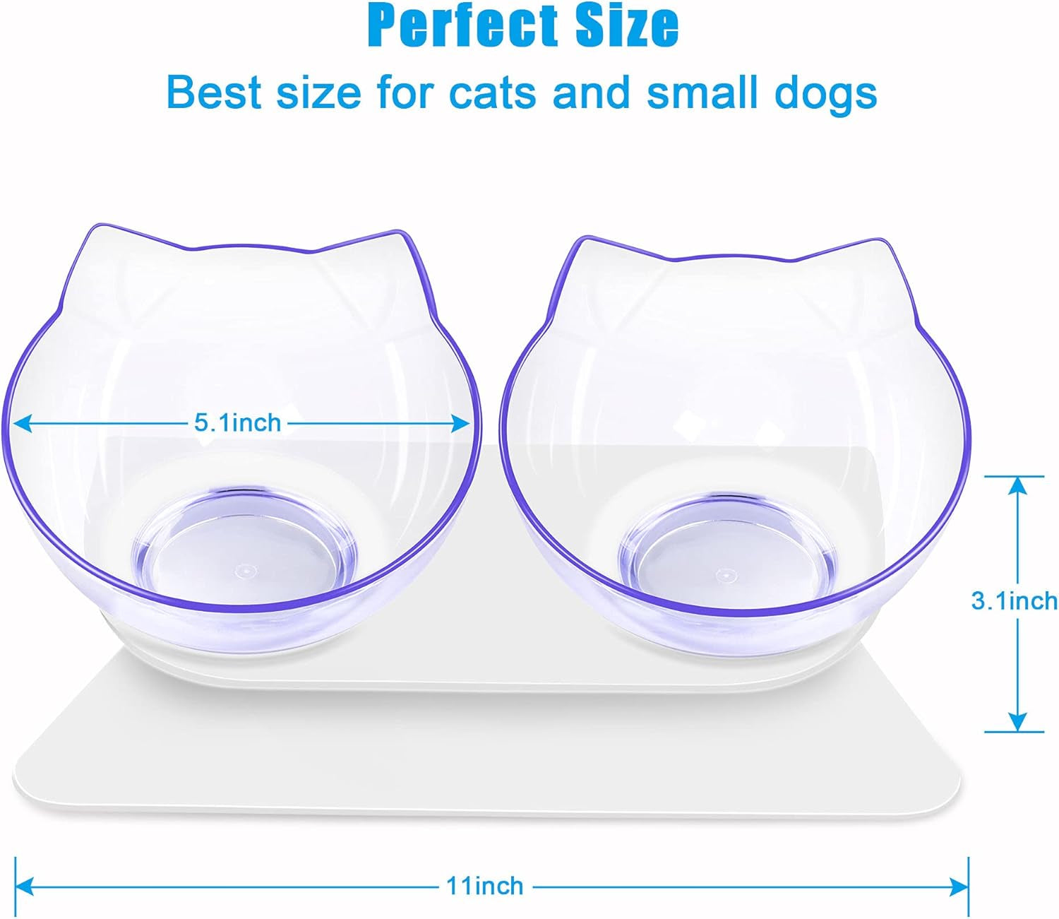 Cat Bowls Set: Tilted, Anti-Vomiting Pet Feeder with Stand for Cats and Small Dogs