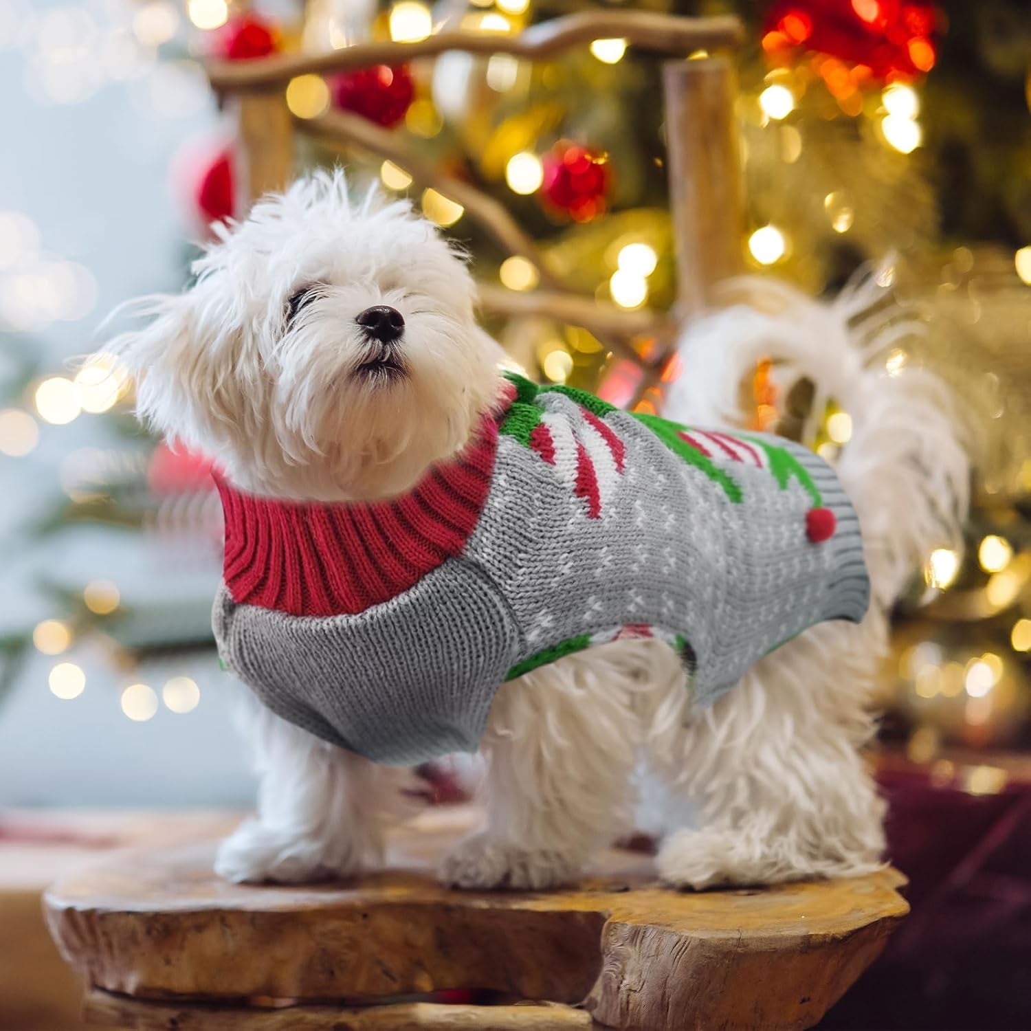 Dog Cat Ugly Christmas Sweater Boy Girl Xmas Pet Clothes Holiday Puppy Costume New Year Gifts for Small Medium Large Dogs Outfits (XS, Grey Elf)