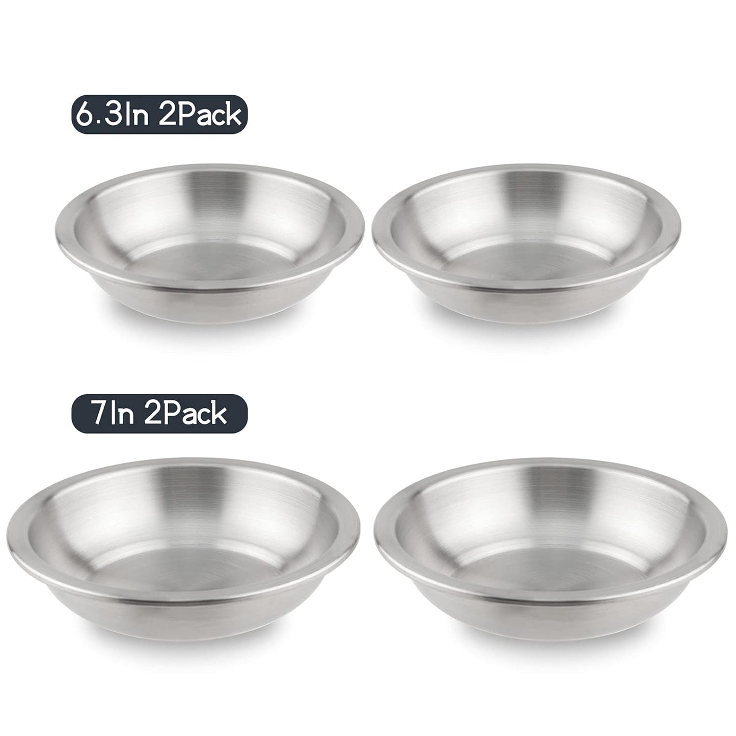 Cat Dishes Food Bowls,Stainless Steel Pet Food & Water Bowls Set for Dogs and Cats,Feeding and Watering Dish Bowl for Kitten Puppy (2 Pcs, 6.3 Inch)
