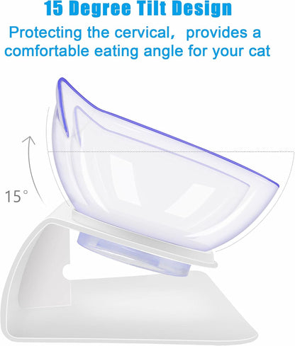 Cat Bowls Set: Tilted, Anti-Vomiting Pet Feeder with Stand for Cats and Small Dogs