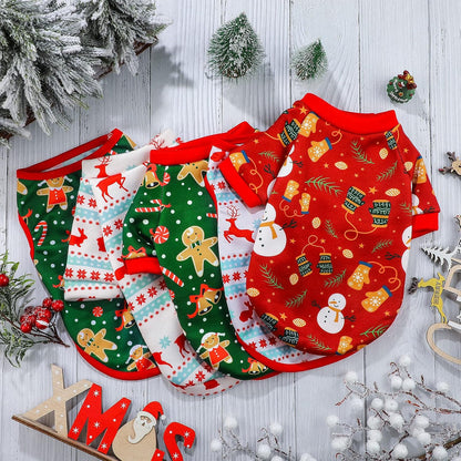 6 Pieces Dog Christmas Shirt Clothes Pet Dog Xmas Vest Soft Shirts Holiday Small Dog Apparel Snowman Printed Puppy Elf Costume Puppy Outfits Pet Shirts for Medium Dogs Cosplay (Small)