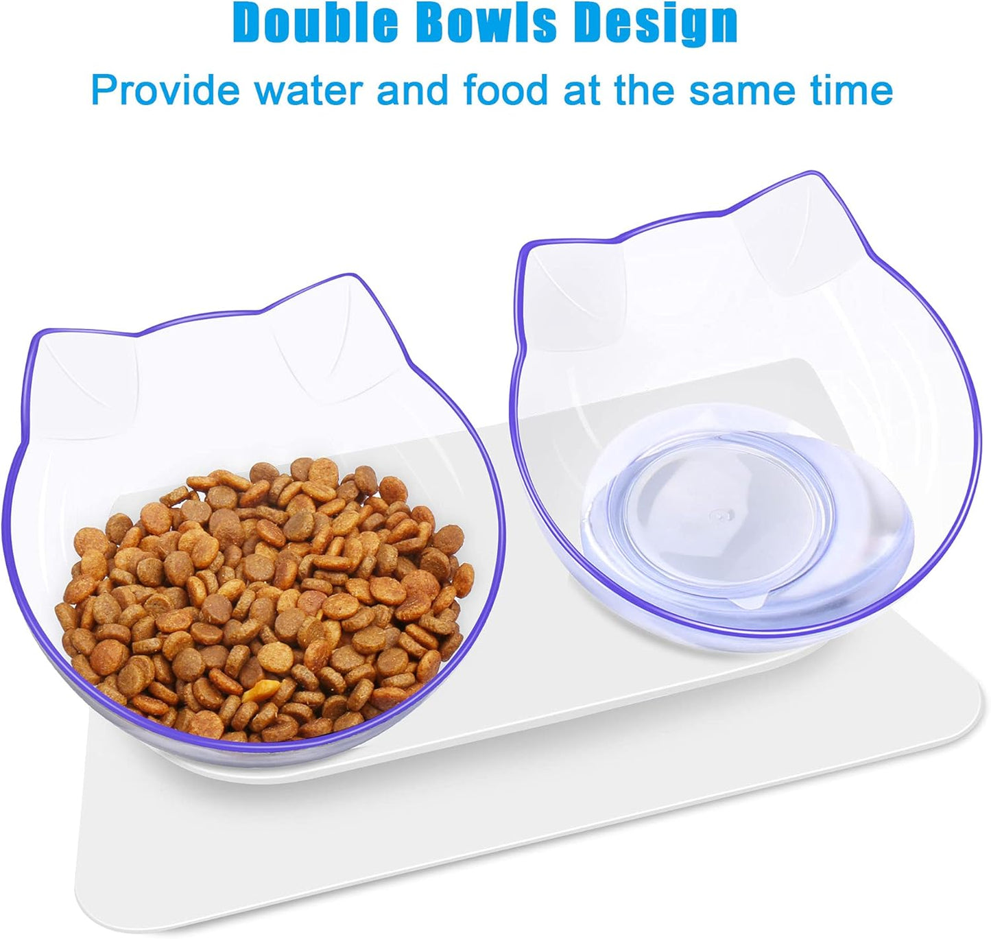 Cat Bowls Set: Tilted, Anti-Vomiting Pet Feeder with Stand for Cats and Small Dogs