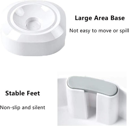 Elevated Cat Bowls with Stainless Steel Bowls, 15° Tilted Raised Cat Food and Water Bowls, Nonslip No Spill Pet Feeding Bowls for Cat and Small Dogs(White, Double Bowls)
