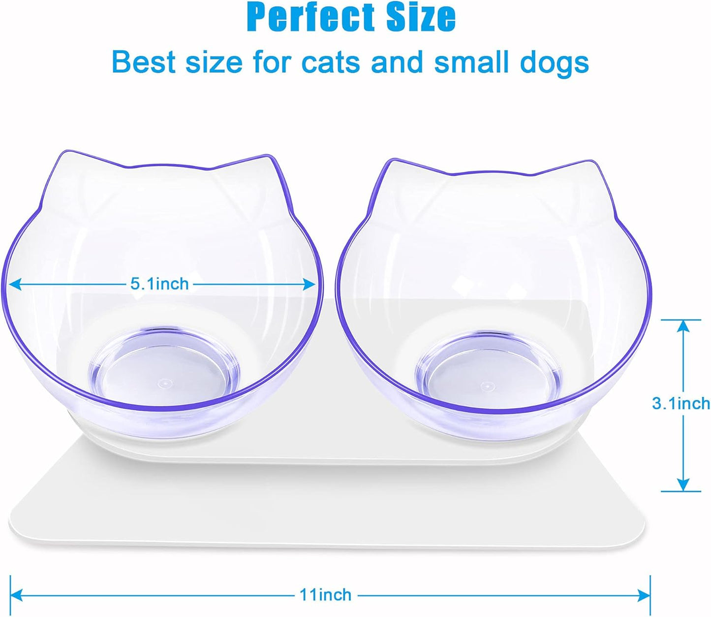 Cat Bowls Set: Tilted, Anti-Vomiting Pet Feeder with Stand for Cats and Small Dogs