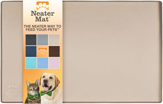 Neater Mat - Waterproof Silicone Pet Bowls Mat - Protect Floors from Food & Water (19" X 12", Cappuccino)