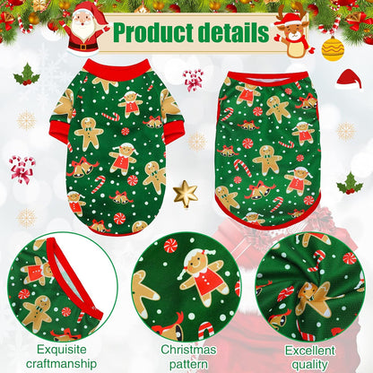 6 Pieces Dog Christmas Shirt Clothes Pet Dog Xmas Vest Soft Shirts Holiday Small Dog Apparel Snowman Printed Puppy Elf Costume Puppy Outfits Pet Shirts for Medium Dogs Cosplay (Small)